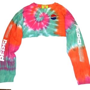 Forever 21 long sleeve crop Pepsi tie dye t-shirt